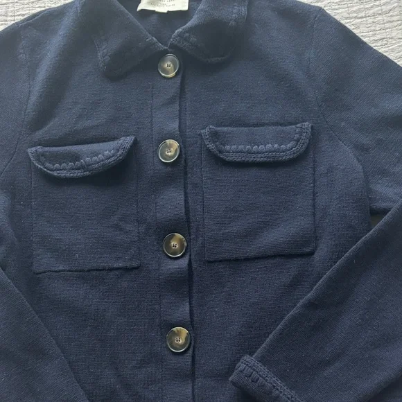 Sézane Betty Cardigan in Navy Crochet Size M - Picture 6 of 11